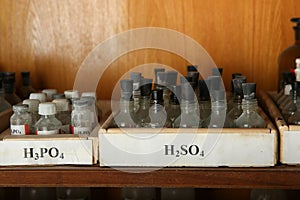 Orthophosphoric acid and sulphuric acid are in the bottles