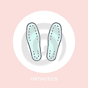 Orthotics icon, line logo. Flat sign for orthopedic equipment, foot protection