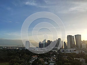 ortigas business district skyline and wack-wack golf course metro manila philippines