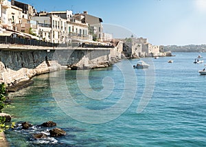 Ortigia, Siracusa: city shoreline. Color image