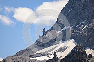 The Ortler Alps near Stelvo Pass on a sunny day in summer