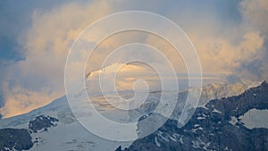 The Ortler Alps near Stelvo Pass at sunset