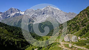 The Ortler Alps near Sulden on a sunny day in summer