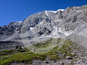 The Ortler Alps near Sulden on a sunny day in summer