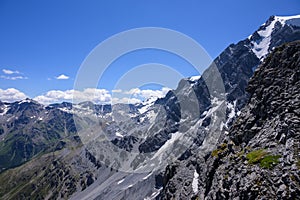 The Ortler Alps near Sulden on a sunny day in summer