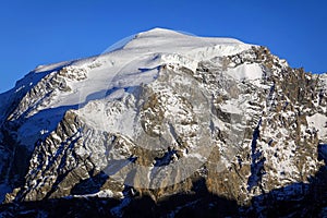 Ortler peak 3905m in the Ortler Alps near Sulden, on a sunny October day.