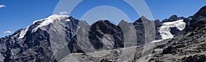 Ortles Glacier in the Italian alps  the signs indicates the name of the trails