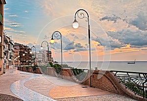 Ortona, Abruzzo, Italy: seafront at dawn, beautiful terrace on t photo