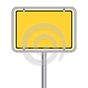 Ortsschild - Ortseingangsschild ohne Text. Germans Street sign yellow.
