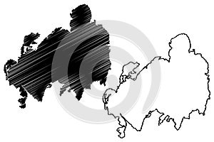 Orust island Kingdom of Sweden map vector illustration, scribble sketch Orust map