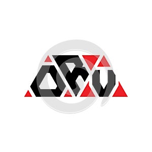 ORV triangle letter logo design with triangle shape. ORV triangle logo design monogram. ORV triangle vector logo template with red