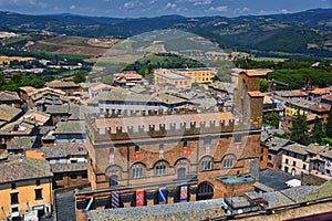 Orvieto ancient city and landscape rooftop views from the Tower, Torre del Moro, Umbria Italy