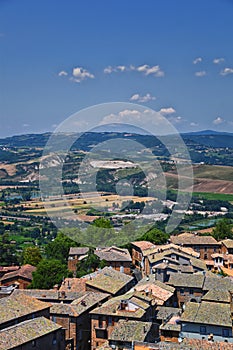 Orvieto ancient city and landscape rooftop views from the Tower, Torre del Moro, Umbria Italy