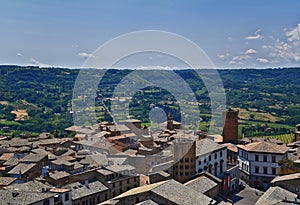 Orvieto ancient city and landscape rooftop views from the Tower, Torre del Moro, Umbria Italy