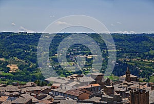 Orvieto ancient city and landscape rooftop views from the Tower, Torre del Moro, Umbria Italy