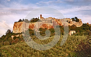 Orvieto, Terni, Umbria, Italy: landscape of the countryside and the ancient town founded in Etruscan times on a tuff cliff photo