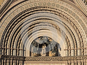 Orvieto Umbria, Italy, facade of the medieval cathedral, or Du