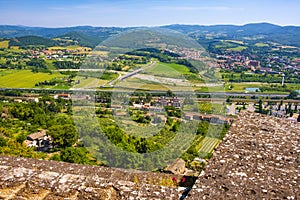 Orvieto, Italy - Panoramic view of lower Orvieto Scalo and Umbria region seen from historic old town of Orvieto