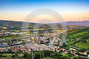 Orvieto, Italy - Panoramic view of lower Orvieto Scalo and Umbria region seen from historic old town of Orvieto