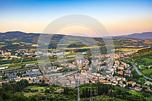 Orvieto, Italy - Panoramic view of lower Orvieto Scalo and Umbria region seen from historic old town of Orvieto