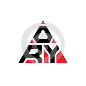 ORY triangle letter logo design with triangle shape. ORY triangle logo design monogram. ORY triangle vector logo template with red photo