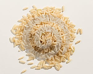 Whole Chinese Rice seed. Pile of grains. Top view. photo