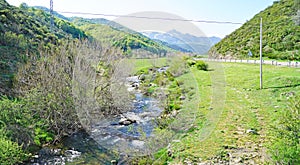 Orza River in the landscape of the Picos de Europa in the province of León