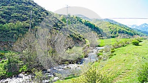 Orza River in the landscape of the Picos de Europa in the province of León