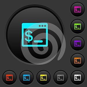 OS command terminal dark push buttons with color icons