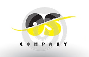 OS O S Black and Yellow Letter Logo with Swoosh. photo