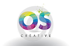 OS O S Colorful Letter Origami Triangles Design Vector. photo