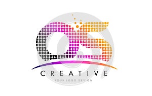 OS O S Letter Logo Design with Magenta Dots and Swoosh photo