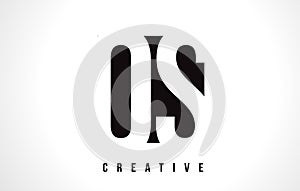 OS O S White Letter Logo Design with Black Square. photo