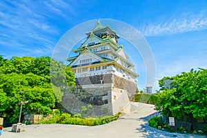 Osaka Castle and blue sky