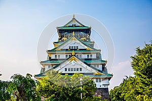 Osaka castle, a famous landmark in Osaka, Japan