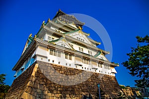 Osaka castle, a famous landmark in Osaka, Japan