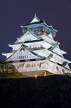 Osaka Castle at night in Japan