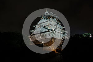 Osaka Castle at night, Osaka, Japan.