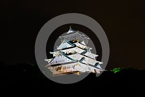 Osaka Castle at night, Osaka, Japan.