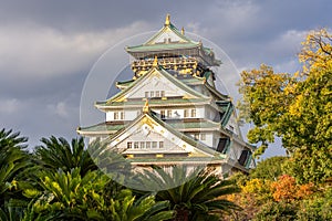 Osaka Castle at sunset, Japan