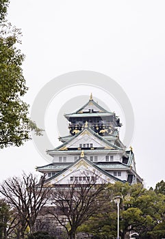 Osaka castle, world heritage in Osaka, Japan