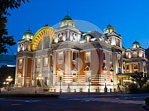 Osaka Central Public Hall at night