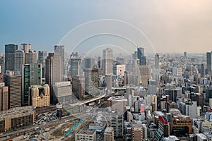 Osaka City Views from Umeda Sky Building in Osaka city, Japan. photo