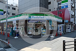 Osaka, JAPAN - CIRCA June, 2018: FamilyMart (one word) convenience store is the third largest in 24 hour convenient shop