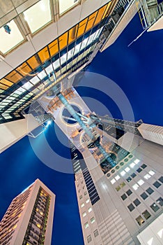 Osaka, Japan - May 28, 2016: Umeda sky building at night photo