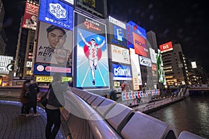 The Glico Man advertising billboard and other advertisemant in Dontonbori, Osaka