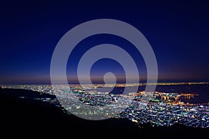 Osaka and Kobe in the twilight, View from the Kukuseidai of Mt.Maya