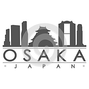 Osaka Silhouette Design City Vector Art