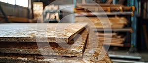 OSB sheets stacked in a hardware store warehouse showcasing construction supplies and building