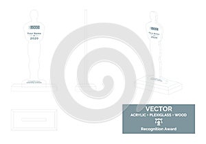 Oscar statue Trophy Vector Template, Cinema trophy Distinction Award